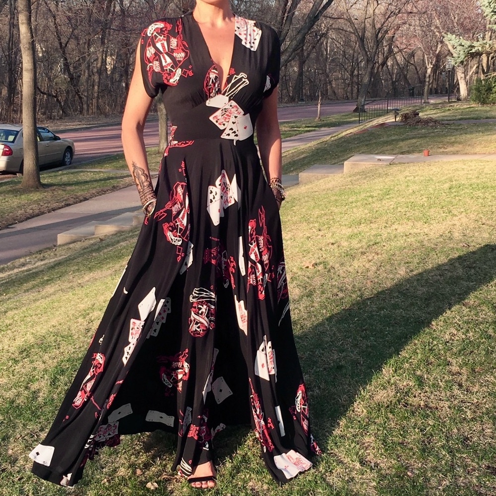 Trashy Diva Queen of Hearts crepe-de-chine maxi dress Size 4 - Picture 4 of 12